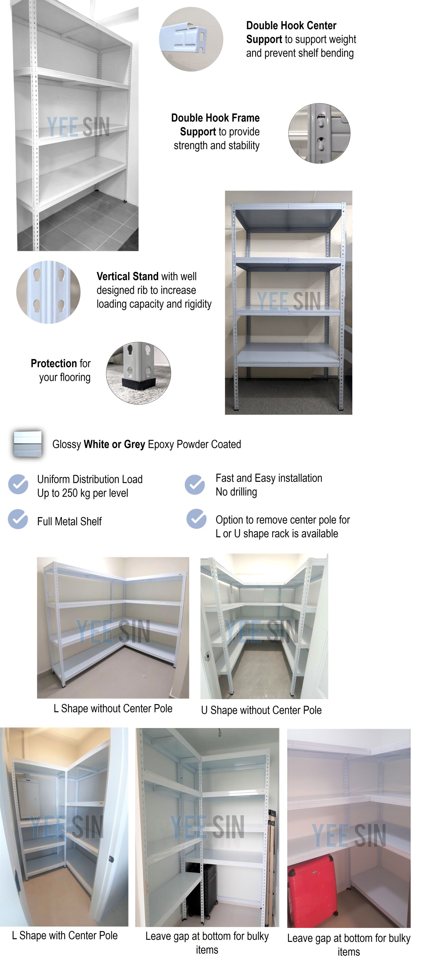 Glossy Boltless Rack with Metal Shelf - Yee Sin Storage